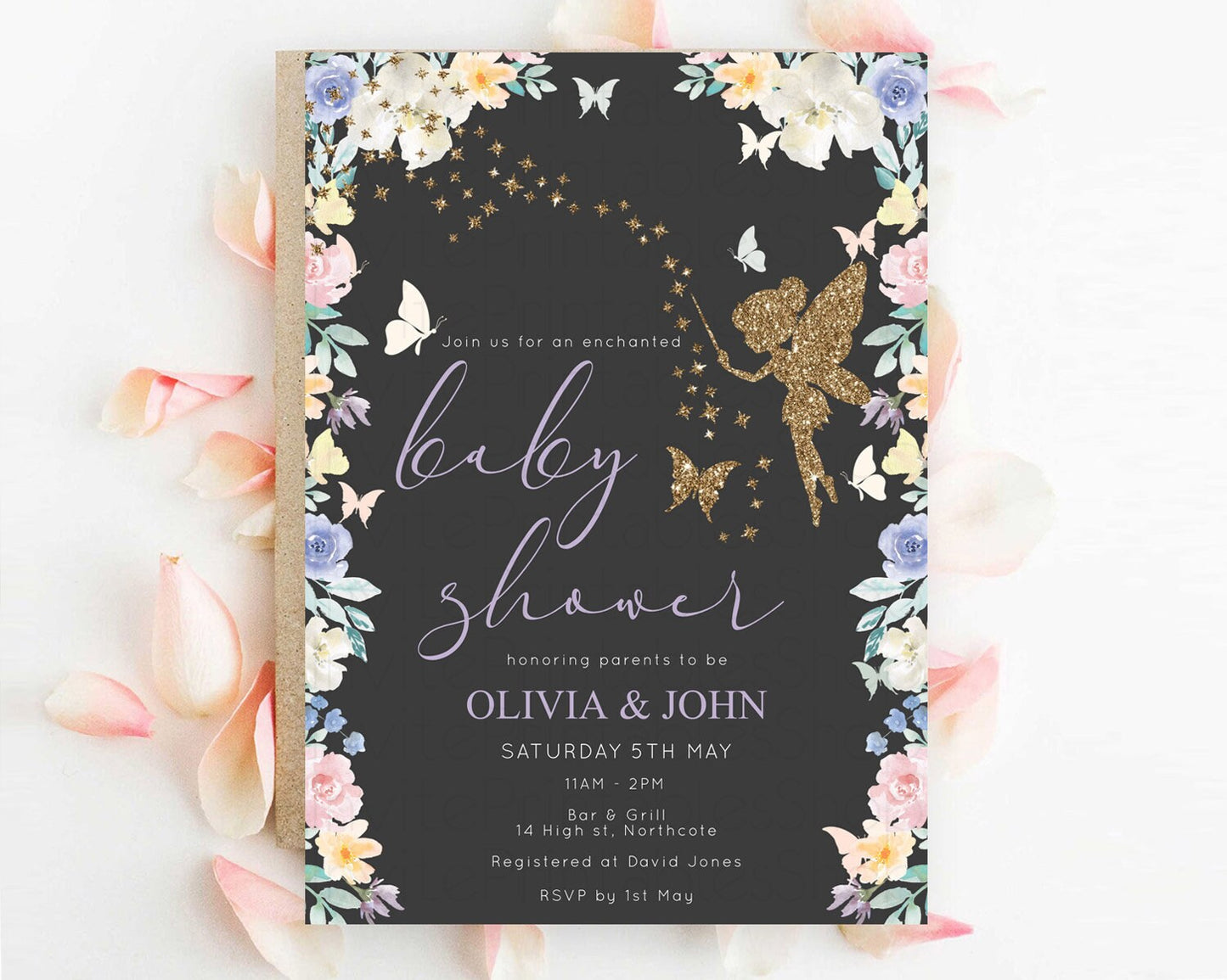 Editable Fairy Baby Shower Invitation Pastel Fairy Invites Fairy Tea Party F