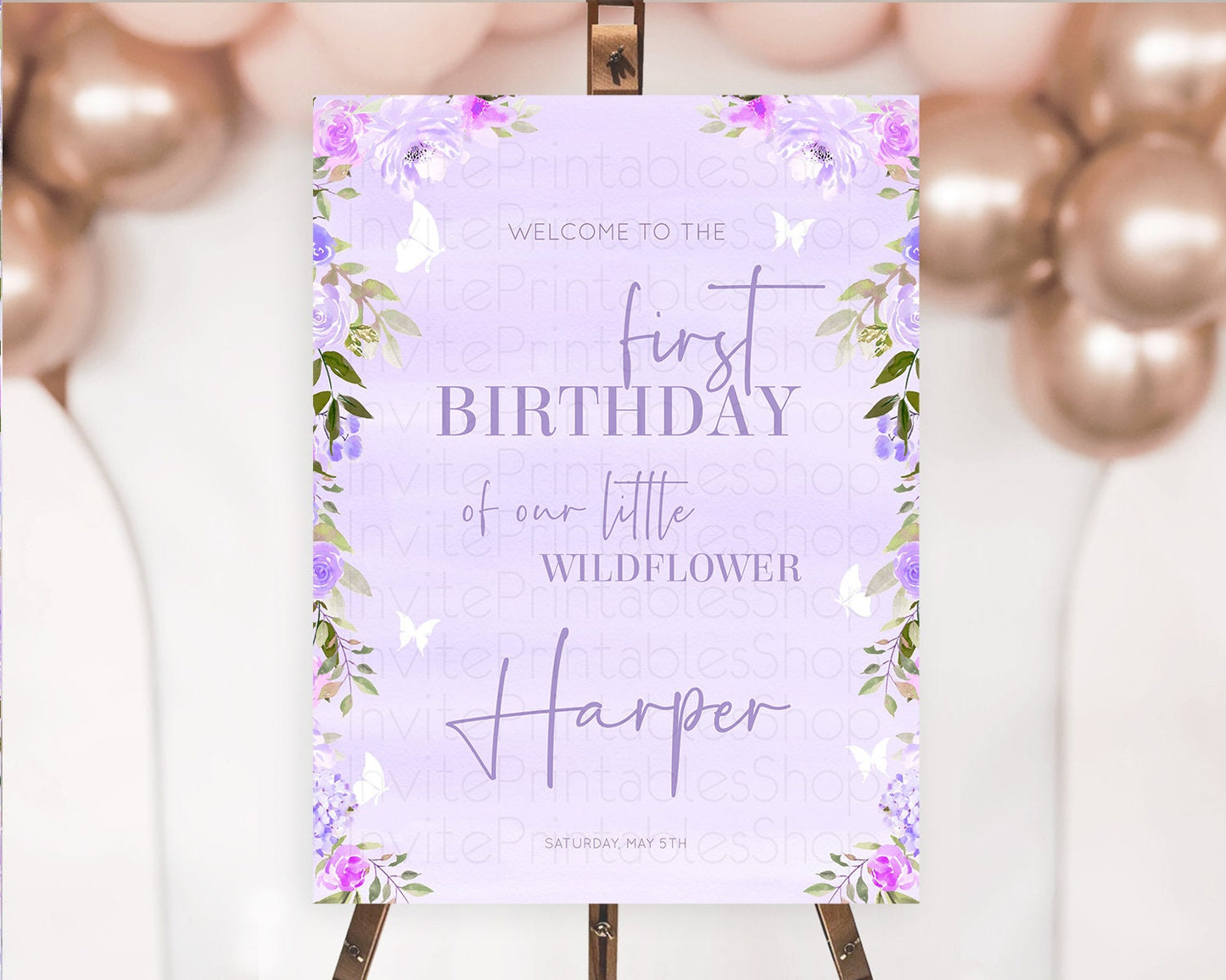 Secret Garden Welcome Sign Wildflower Welcome Board Pastel Flower Garden Welcome Poster Boho Wildflower First Birthday Welcome Sign D10719