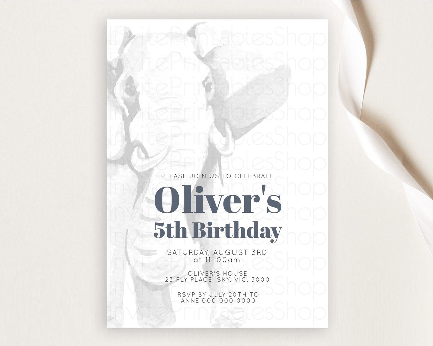 Elephant Birthday Invitation Elephant Invitation Elephant Birthday Safari Elephant Party TWO Wild ONE Jungle Adventure Zoo Birthday D10292