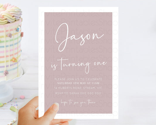 Editable Pink Birthday Invitation Plain Pink Invitation Minimalist Invitatio