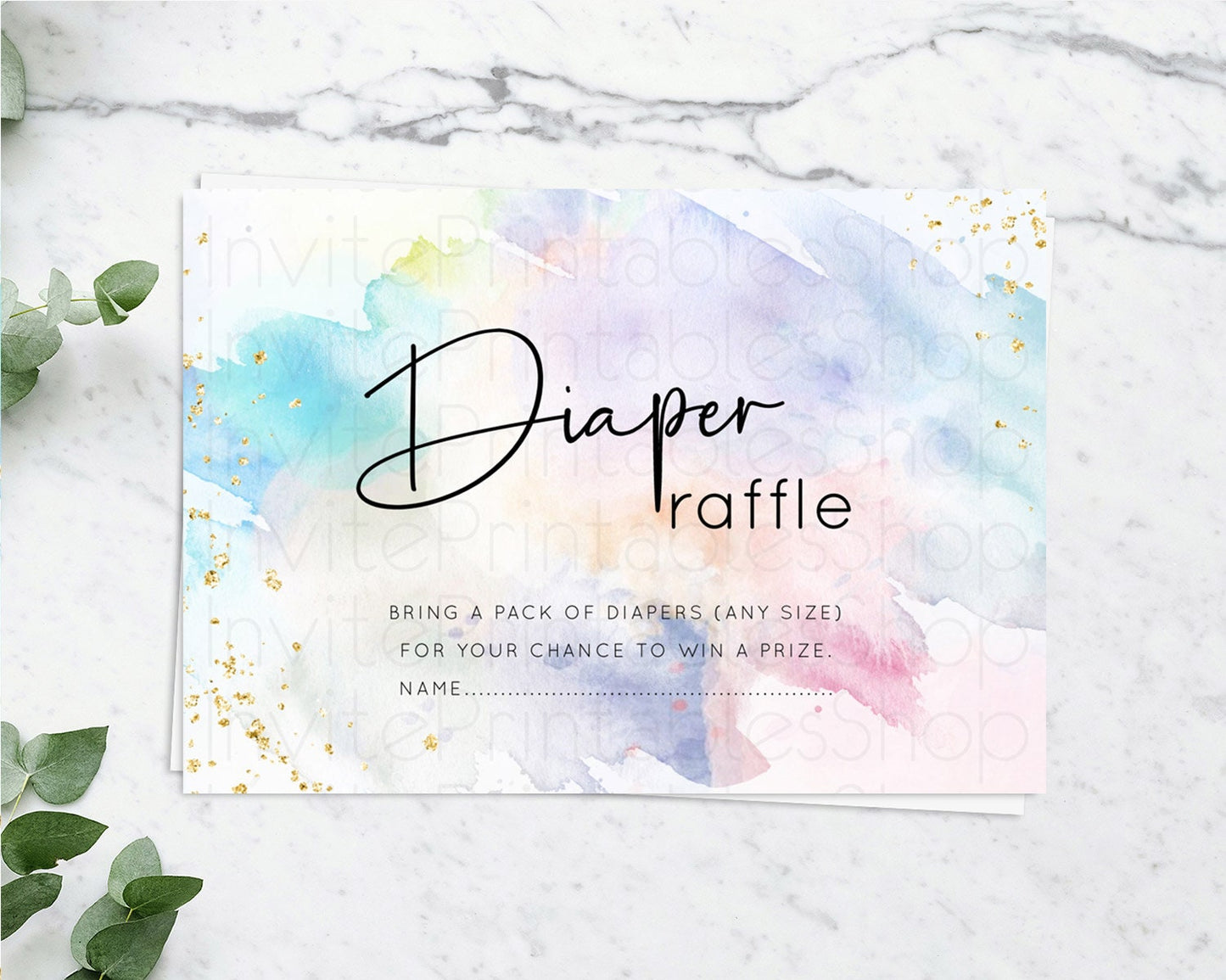 Pastel Diaper Raffle Card Pastel Rainbow Diaper Raffle Insert Colorful Ombre Watercolor Diaper Ticket Confetti Glitter Raffle Game D10422