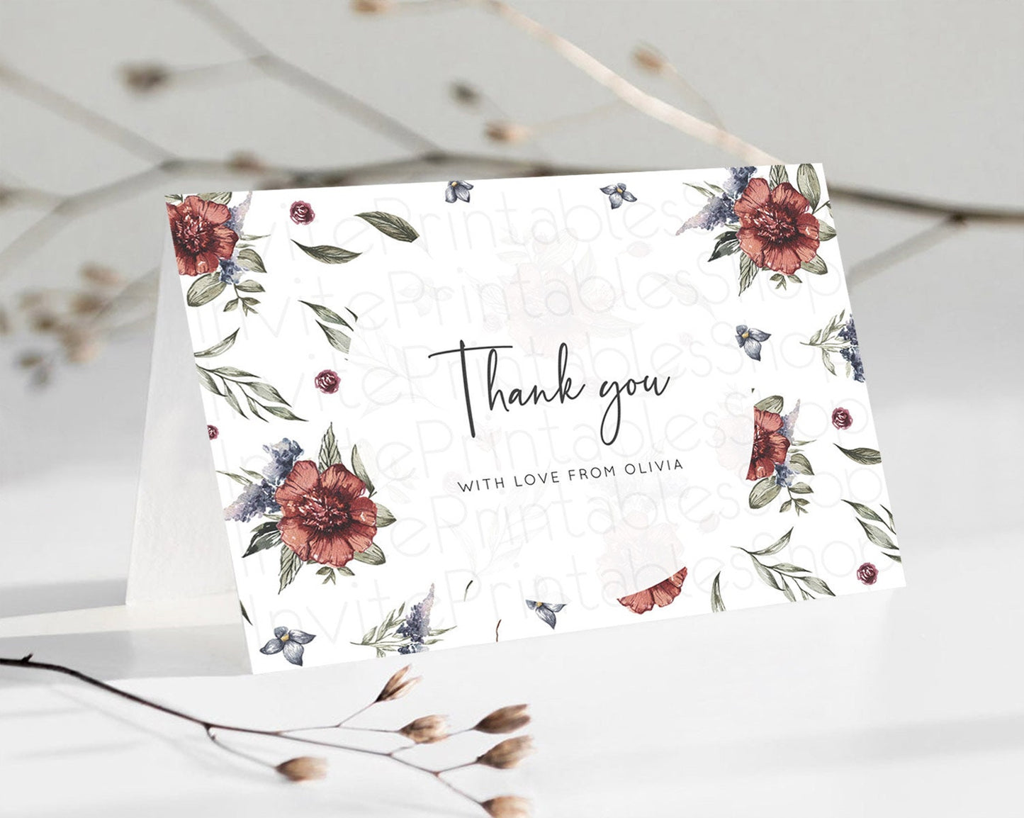 Secret Garden Thank You Wildflower Thank You Card Pastel Flower Garden Birthday Thank You Card Boho Floral Teacher Thank You Card D10503