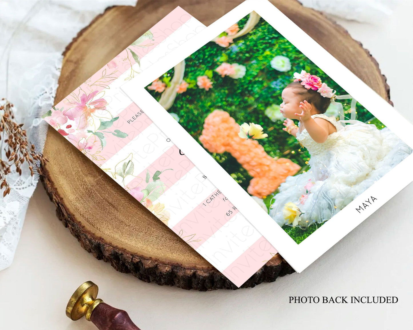 Secret Garden Baptism Invitation Wildflower Baptism Birthday Invite Pastel Flowers Christening Invite Enchanted Garden Boho Floral D10300
