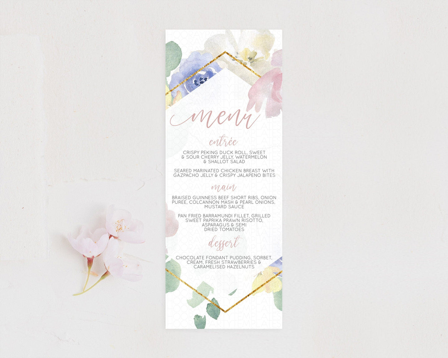 Secret Garden Menu Wildflower Menu Template Pastel Flower Garden Table Decor Boho Floral Dinner Dessert Floral Party Food Menu D10254