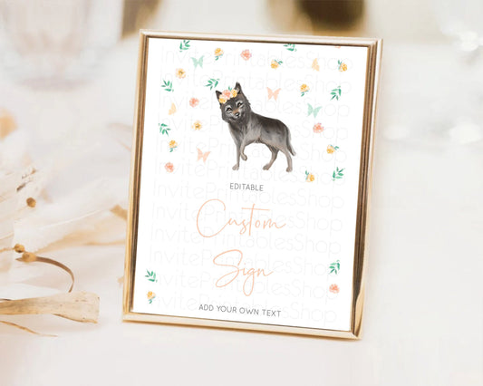 Editable Wolf Sign Wolf Table Sign Decor Pastel Floral Wolf Party Forest Adv
