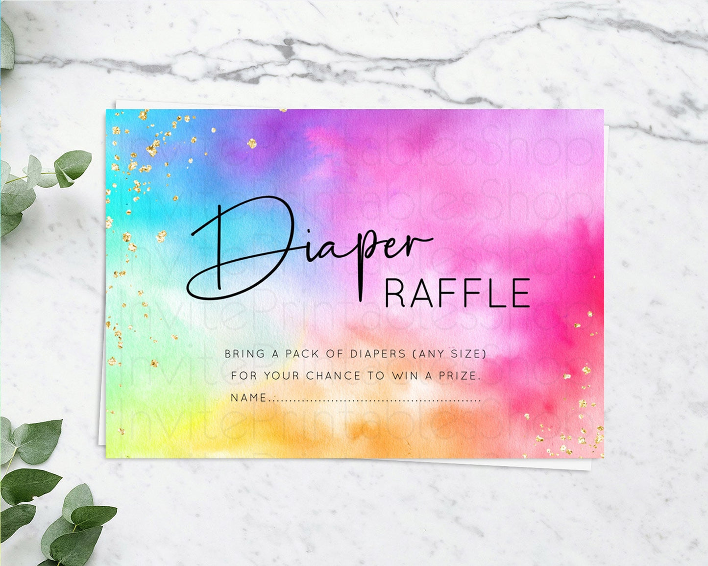 Tie Dye Diaper Raffle Card Rainbow Tie Dye Diaper Raffle Insert Pastel Rainbow Watercolor Diaper Ticket Tie Dye Colors Raffle Game D10456