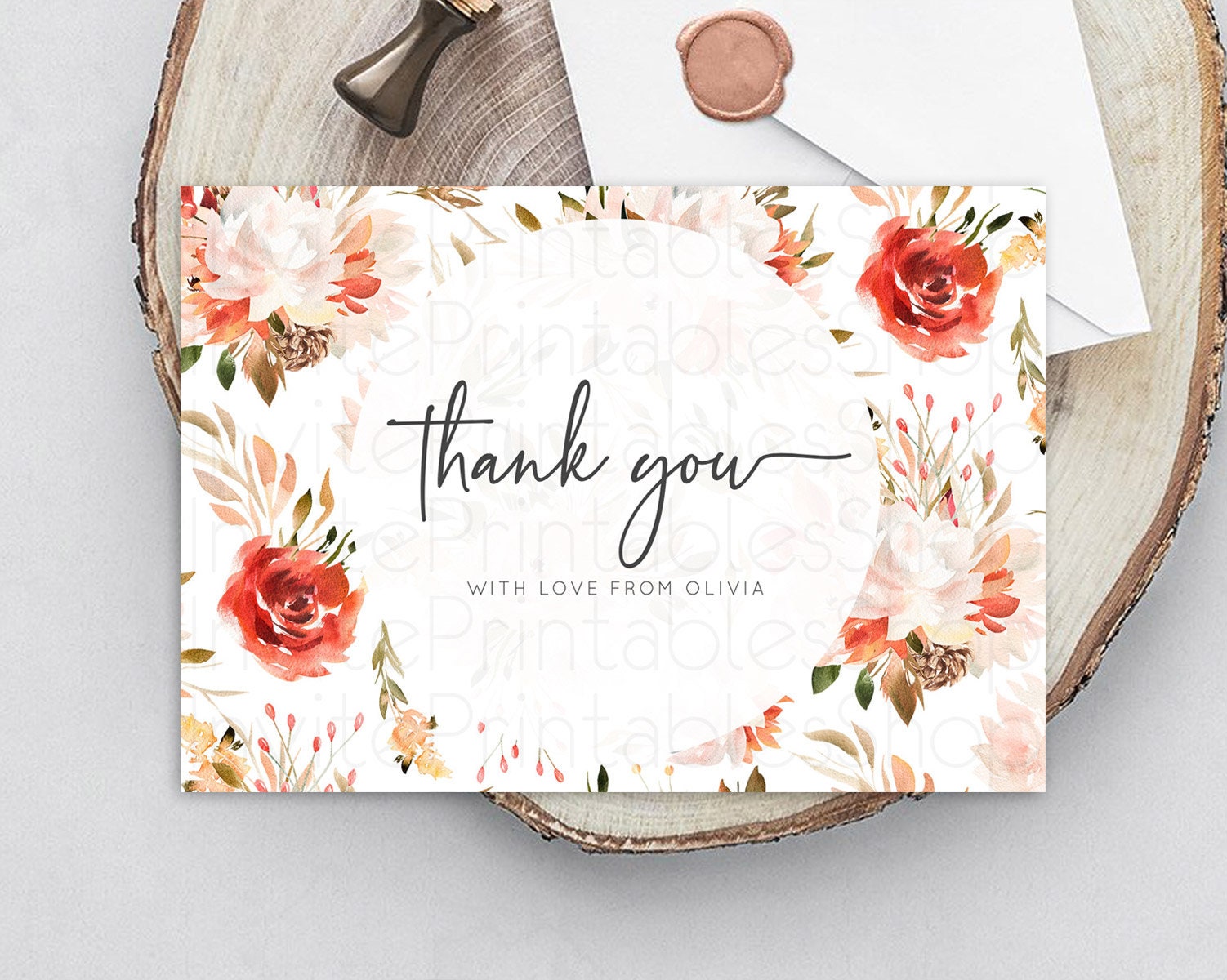Editable Secret Garden Thank You Wildflower Thank You Card Pastel Flower Gar