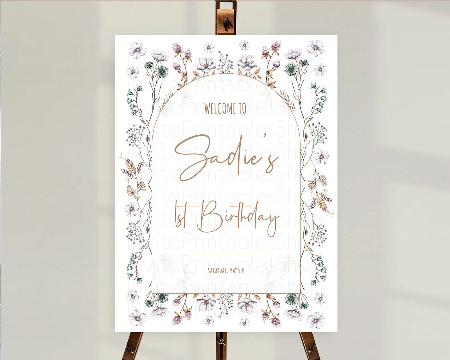 Secret Garden Welcome Sign Wildflower Welcome Board Pastel Flower Garden Welcome Poster Boho Wildflower First Birthday Welcome Sign D10604