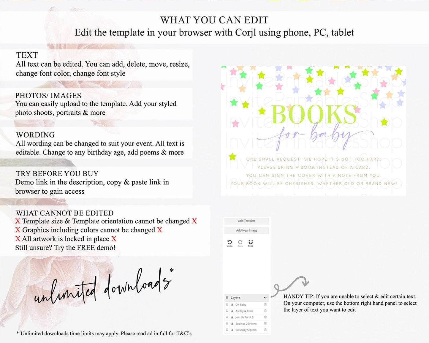 Pastel Star Books For Baby Card Shooting Star Book Insert Twinkle Little Star Book Card Rainbow Confetti Guests Book Poem Request D10396