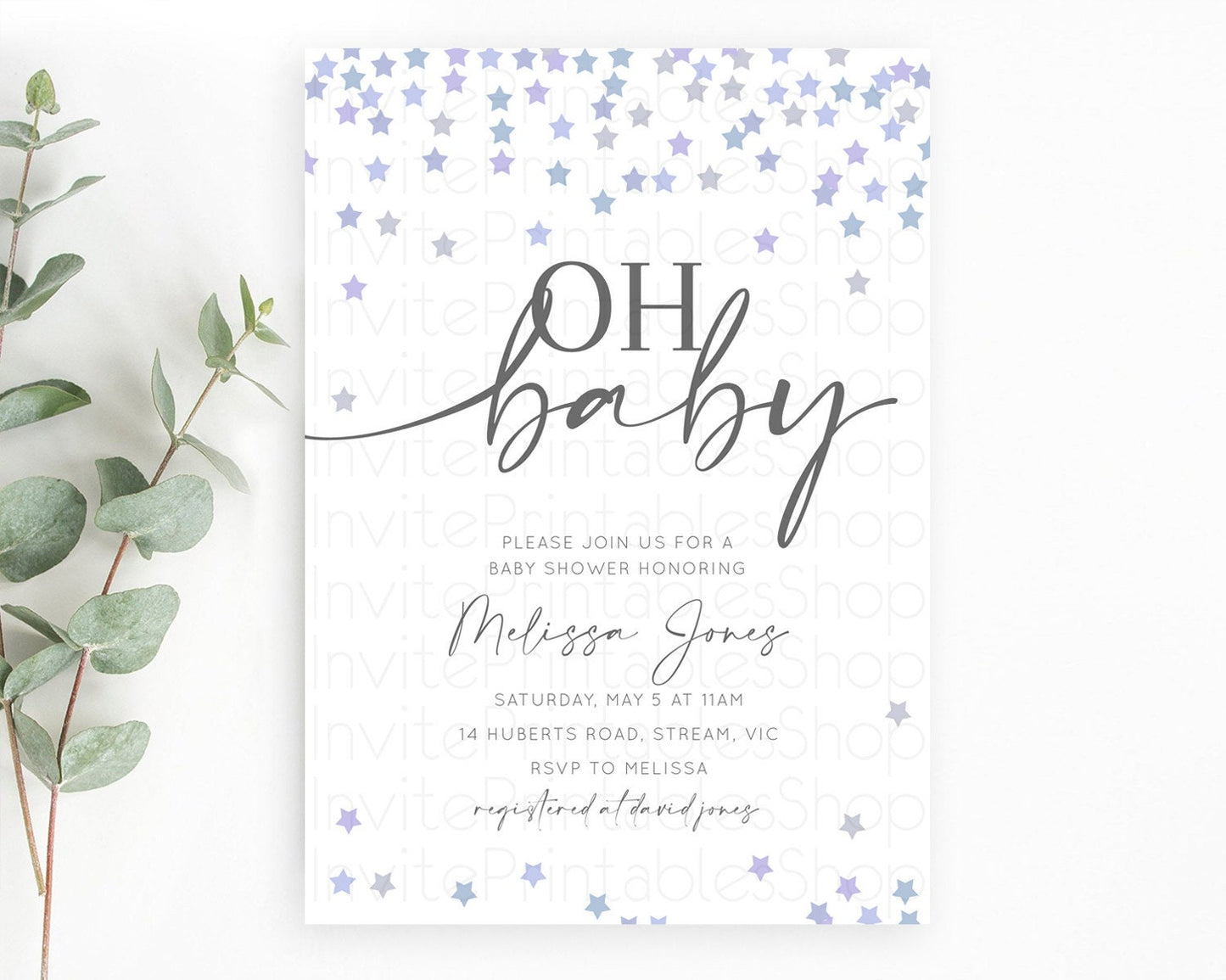 Editable Twinkle Star Baby Shower Invitation Pastel Twinkle Star Invitation