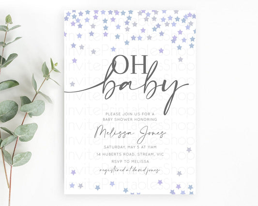 Editable Twinkle Star Baby Shower Invitation Pastel Twinkle Star Invitation