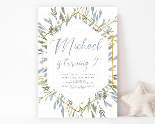 Editable Leafy Birthday Invitation Leafy Invitation Simple Greenery Invitati
