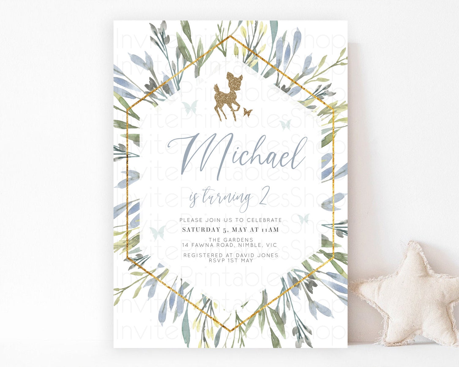 Editable Fawn Birthday Invitation Deer Birthday Invitation Enchanted Forest