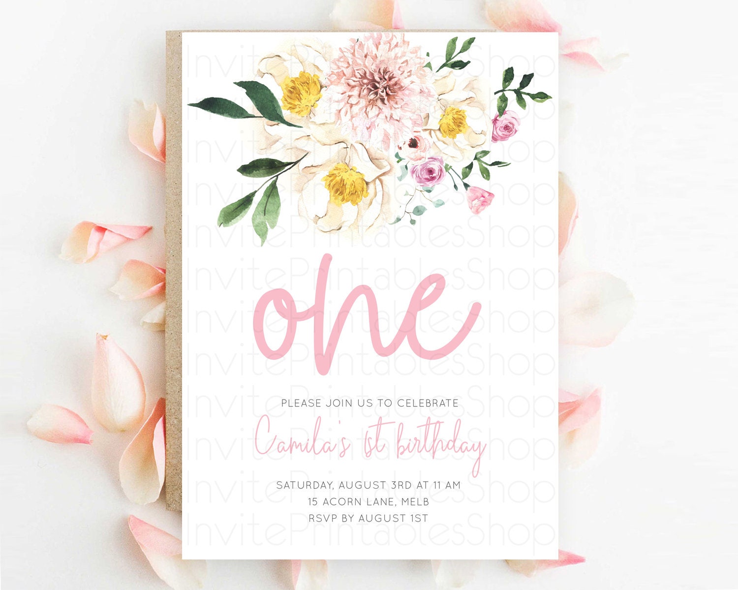 Editable Secret Garden Invitation Wildflower Birthday Invitation Pastel Flow