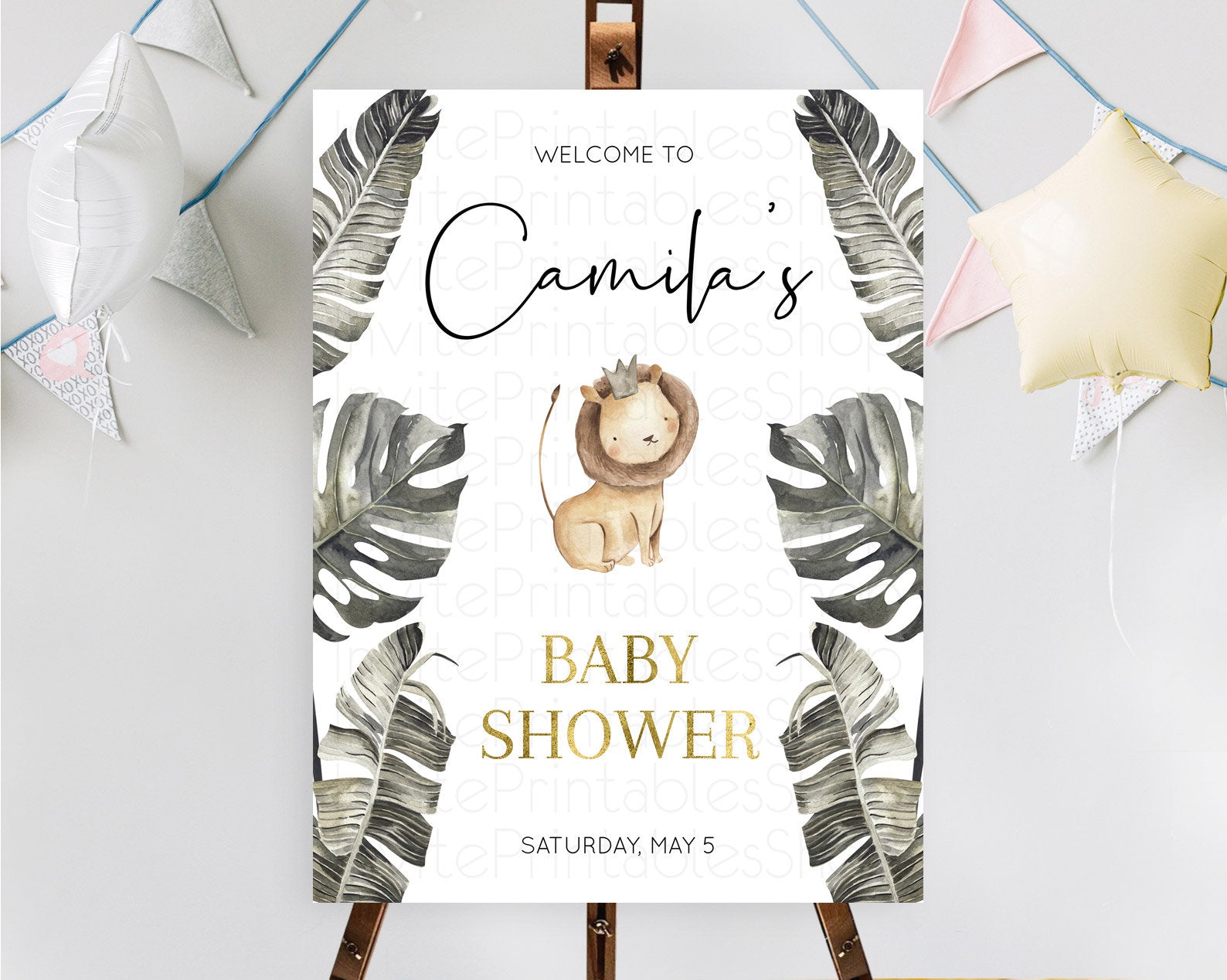 Editable Lion Baby Shower Welcome Sign Lion Welcome Board Lion Party Welcome