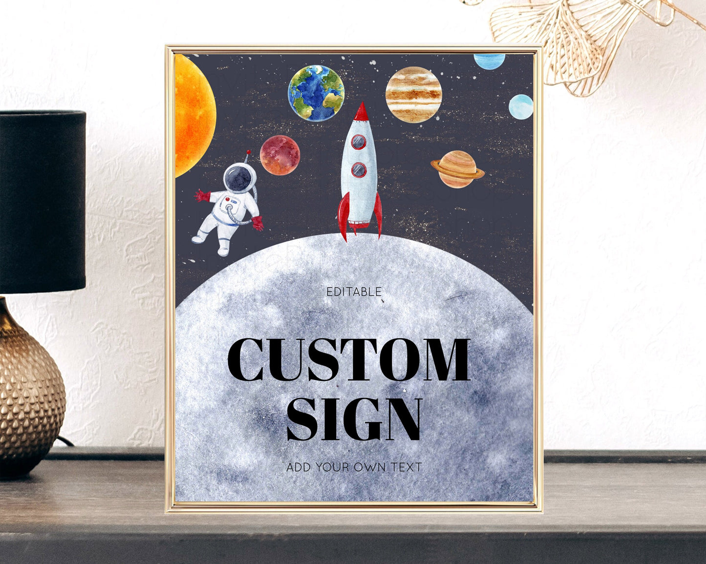 Space Table Sign Decor Galaxy Space Adventure Party First Trip Around the Sun Planets Solar System 1st Birthday Baptism Baby Shower  D10430