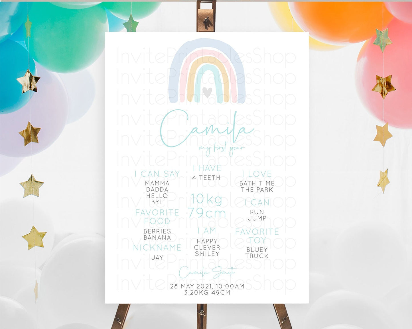 Pastel Rainbow First Birthday Milestone Poster Boho Rainbow Milestone Board Rainbow Milestone Pastel Milestone Rainbow 1st Birthday D10214