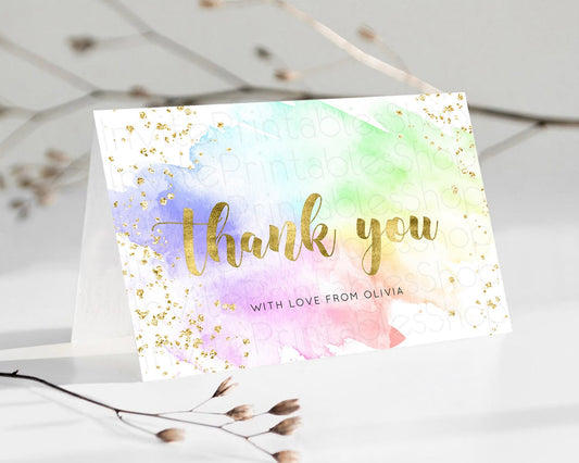 Editable Pastel Thank You Rainbow Thank You Card Colorful Pastel Birthday Th