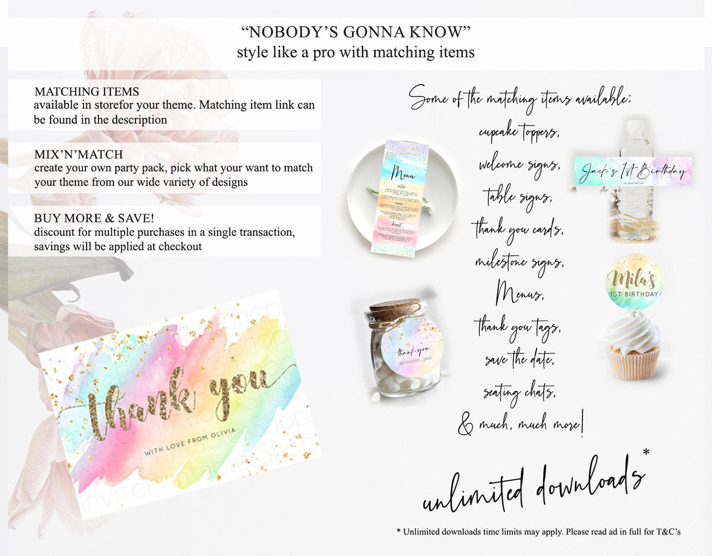 Pastel Thank You Rainbow Thank You Card Colorful Pastel Birthday Thank You Card Confetti Watercolor Pastel Teacher Thank You Cards D10495