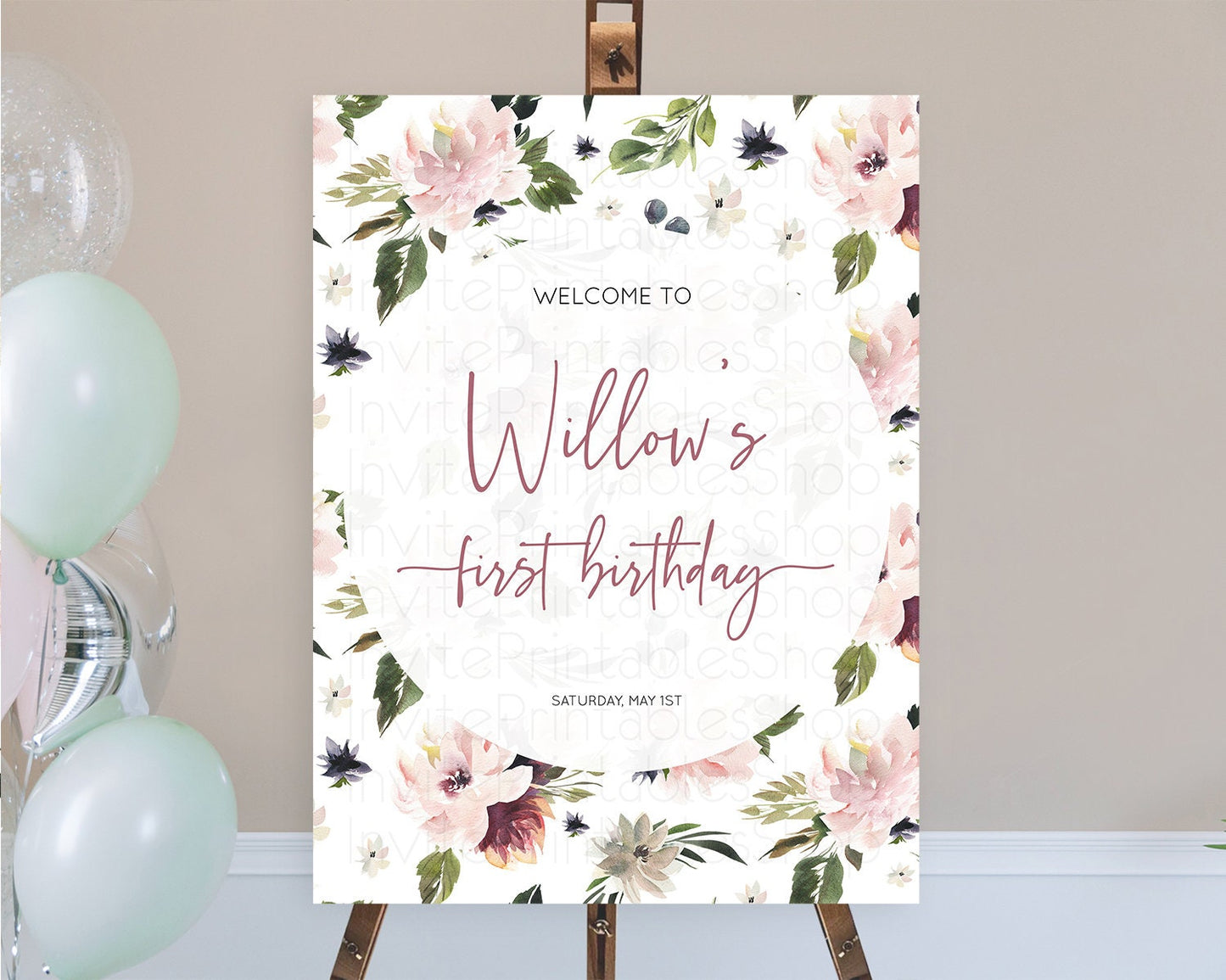 Secret Garden Welcome Sign Wildflower Welcome Board Pastel Flower Garden Welcome Poster Boho Wildflower First Birthday Welcome Sign D10538