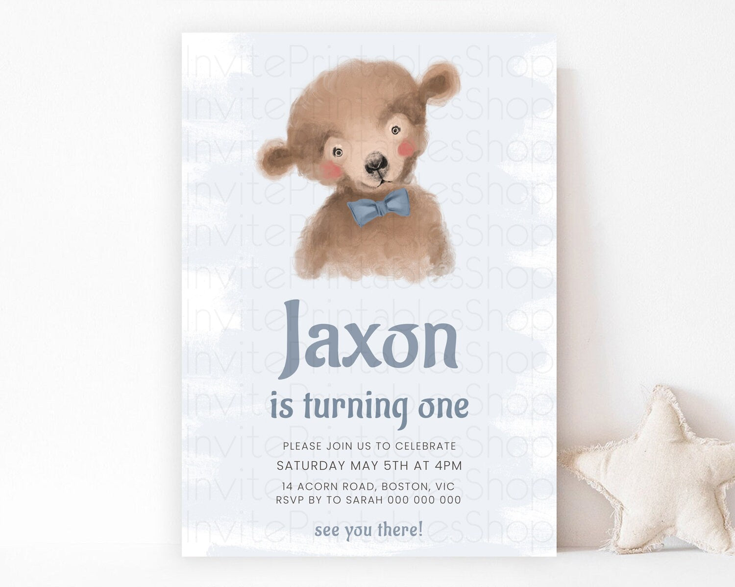 Editable Bear Birthday Invitation Bear Invitation Forest Baby Invites Bear W