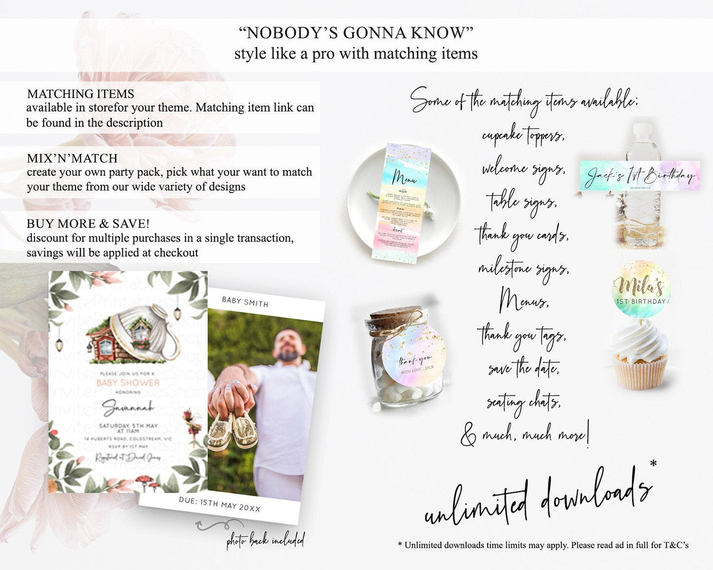 Fairy Baby Shower Invitation Pastel Fairy Invites Fairy Tea Party Fairy Garden Theme Secret Garden Enchanted Garden Floral Butterfly D10851