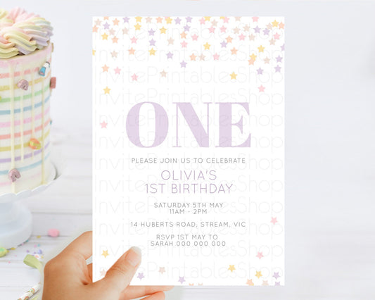 Editable Star Birthday Invitation Pastel Stars Invite Shooting Star Party Ra