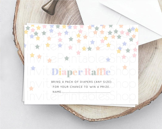 Editable Pastel Star Diaper Raffle Card Shooting Star Diaper Raffle Insert T