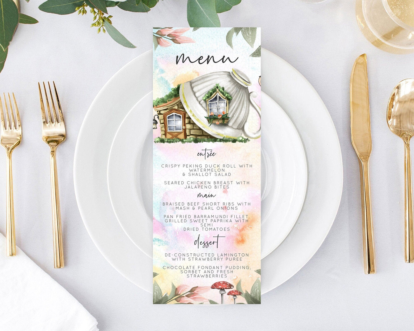 Fairy Menu Fairy Menu Template Enchanted Garden Pastel Floral Butterfly Table Decor Fairy Secret Garden Dinner Dessert Food Menu D10555