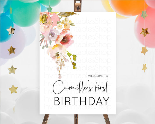 Editable Secret Garden Welcome Sign Wildflower Welcome Board Pastel Flower G