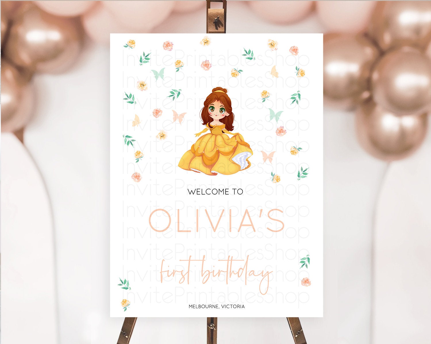 Editable Princess Birthday Welcome Sign Castle Welcome Board Secret Garden E