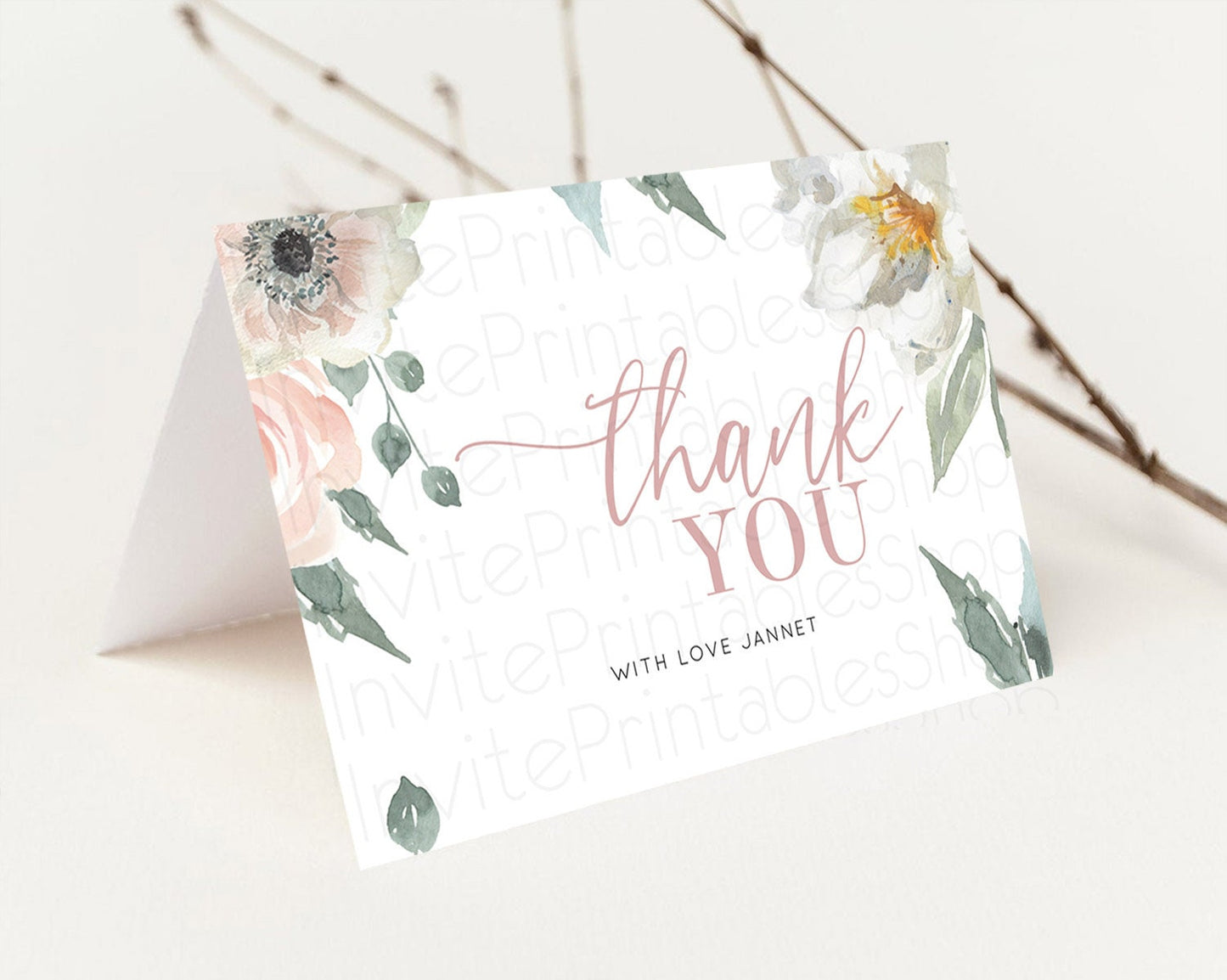 Secret Garden Thank You Wildflower Thank You Card Pastel Flower Garden Birthday Thank You Card Boho Floral Teacher Thank You Card D10121