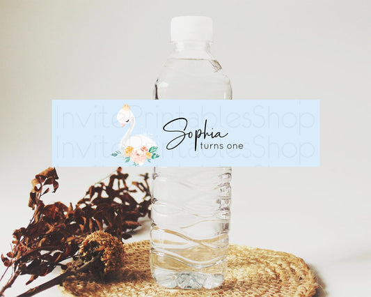 Editable Swan Water Label Template Swan Princess Ballet Party Decor Enchante