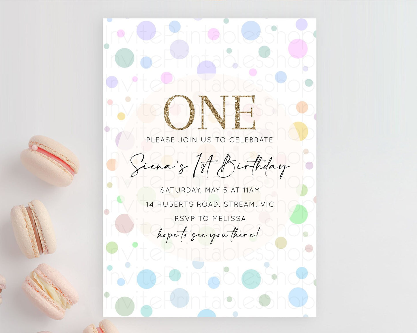 Pastel Birthday Invitation Pastel Confetti Birthday Invitation Bubbles Invitation Colorful Rainbow Confetti 2nd 1st First Birthday D10135