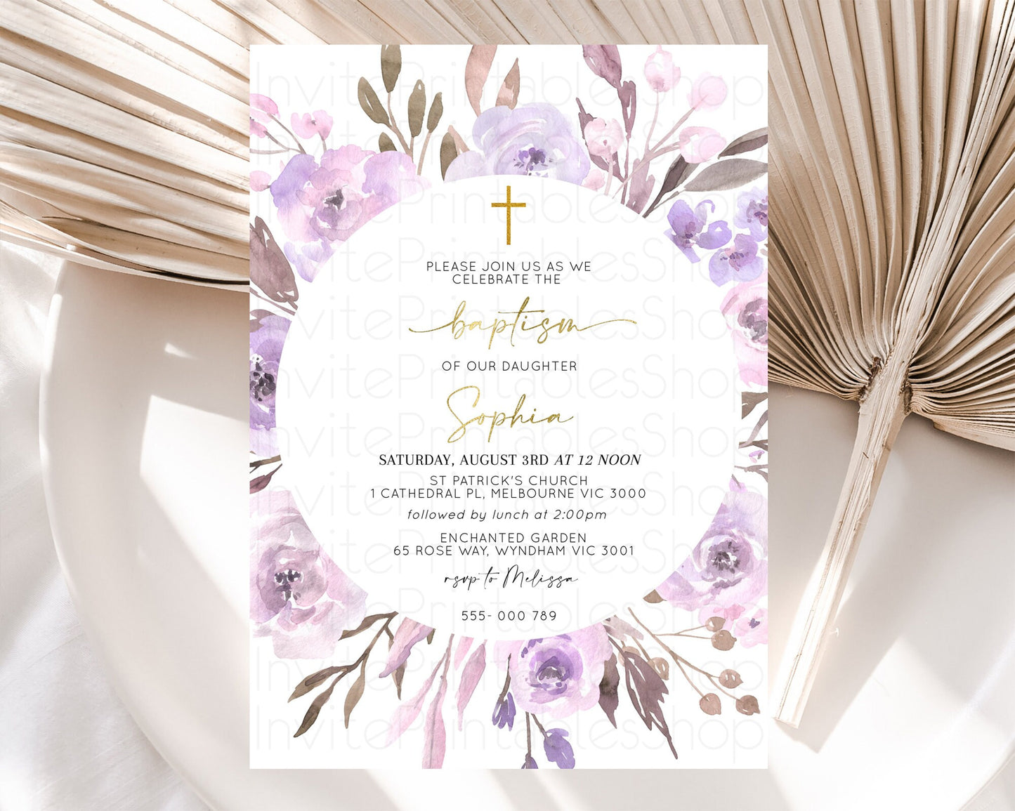 Secret Garden Baptism Invitation Wildflower Baptism Birthday Invite Pastel Flowers Christening Invite Enchanted Garden Boho Floral  D10201