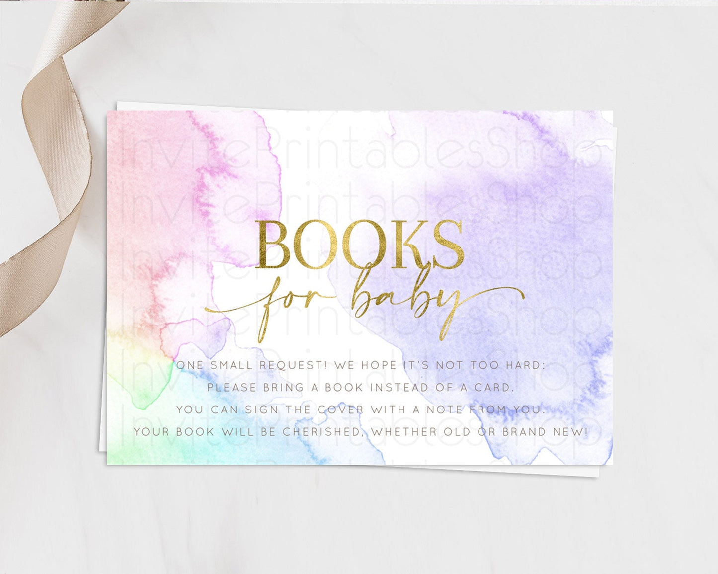 Pastel Books For Baby Card Pastel Rainbow Book Insert Colorful Ombre Watercolor Book Card Confetti Glitter Baby Book Poem Request D10215