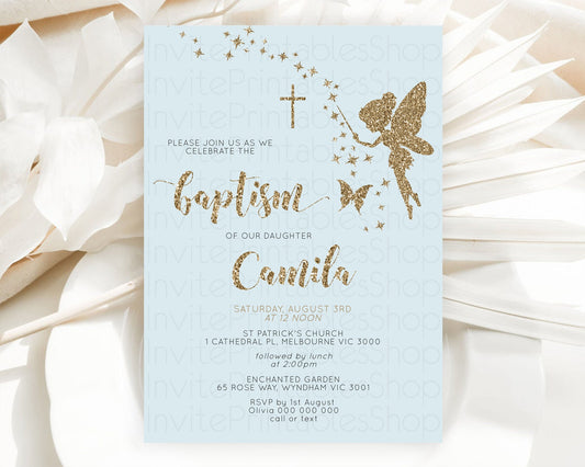 Editable Fairy Baptism Invitation Fairy Baptism 1st Birthday Invitation Ench
