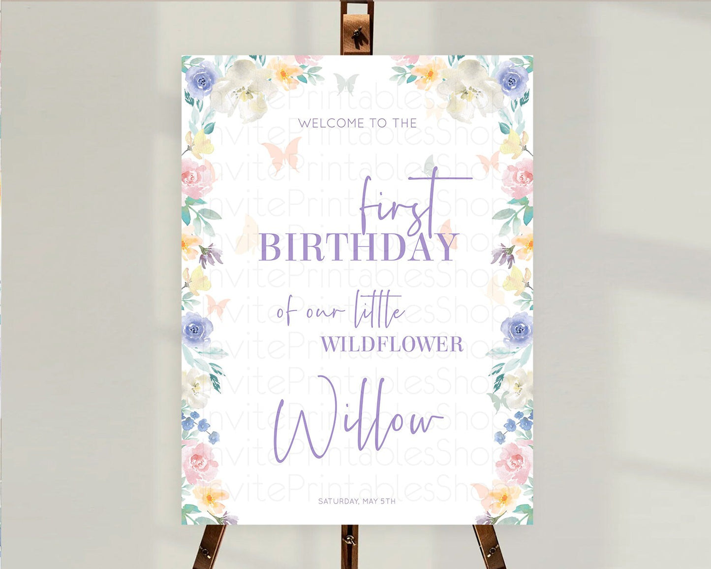 Secret Garden Welcome Sign Wildflower Welcome Board Pastel Flower Garden Welcome Poster Boho Wildflower First Birthday Welcome Sign D10710