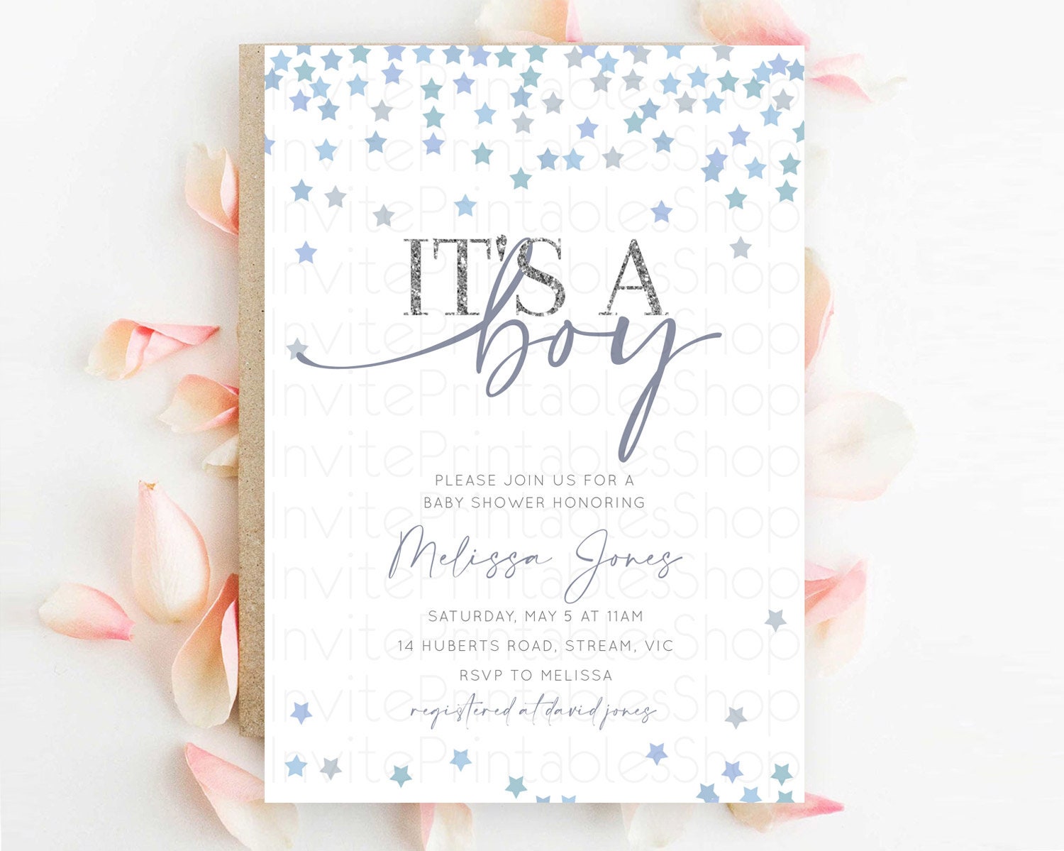 Editable Twinkle Star Baby Shower Invitation Pastel Twinkle Star Invitation