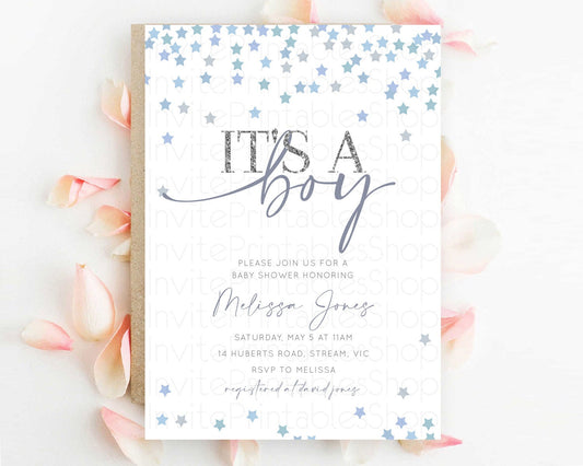 Editable Twinkle Star Baby Shower Invitation Pastel Twinkle Star Invitation