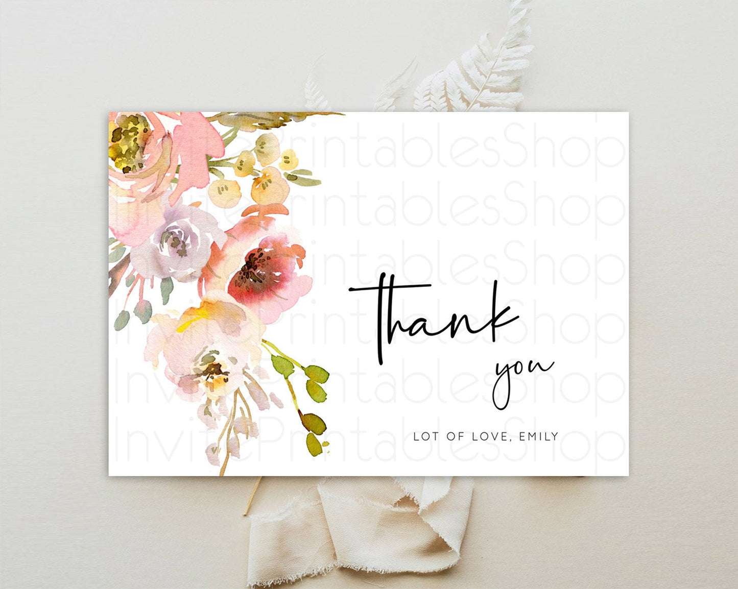 Secret Garden Thank You Wildflower Thank You Card Pastel Flower Garden Birthday Thank You Card Boho Floral Teacher Thank You Card D10194