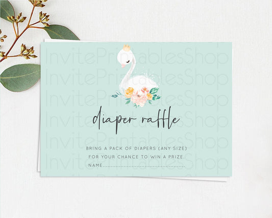 Editable Swan Diaper Raffle Card Swan Princess Ballet Diaper Raffle Insert E