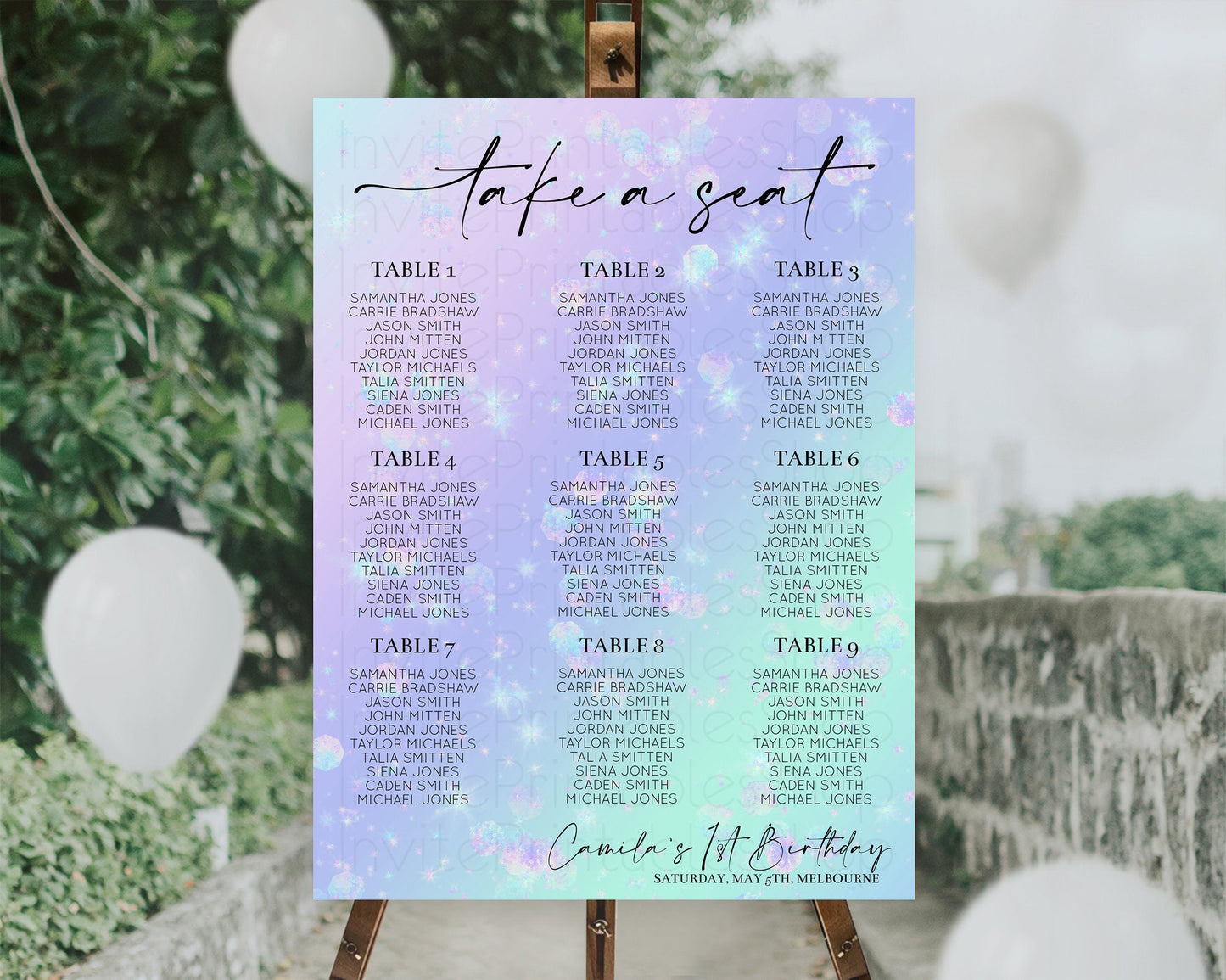 Rainbow Seating Chart Pastel Seating Chart Iridescent Sprinkles Colorful Pastel Watercolor Seating Sign Ombre Pastel Take A Seat D10663