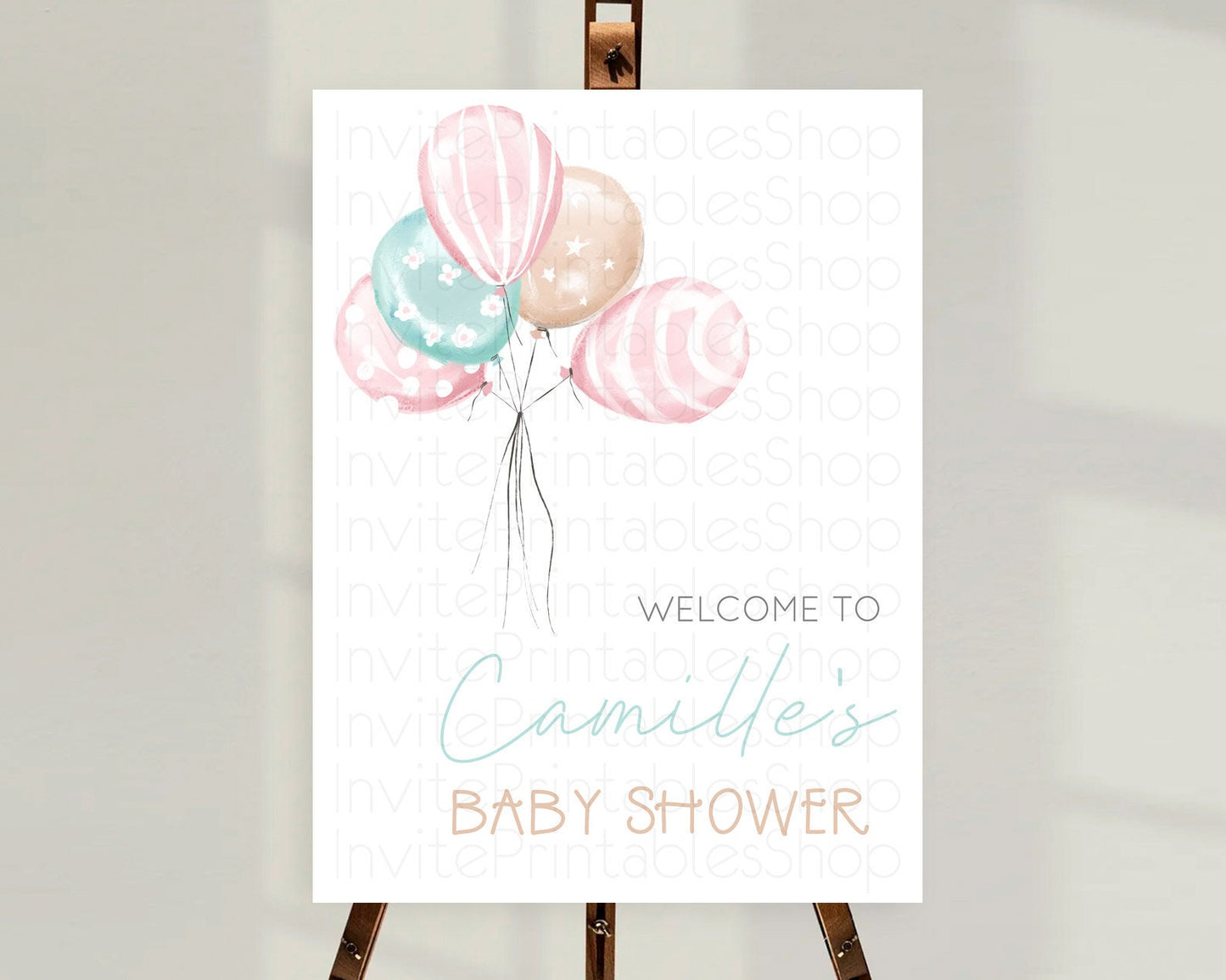 Pastel Balloons Baby Shower Welcome Sign Colorful Balloon Welcome Board Rainbow Balloon Welcome Poster Confetti Balloon Welcome Sign D10687