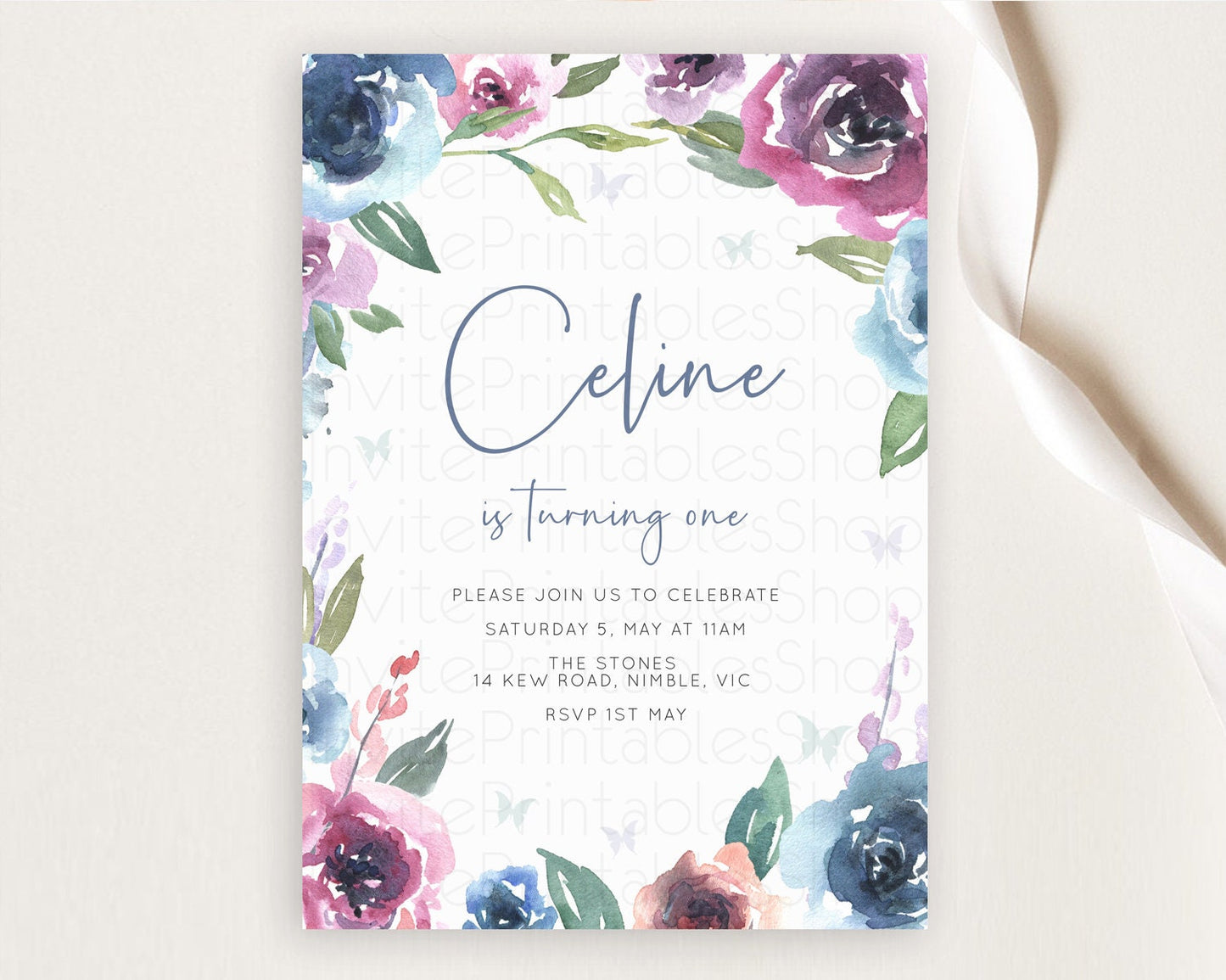 Secret Garden Invitation Wildflower Birthday Invitation Pastel Flowers Invite Enchanted Garden Boho Floral 3rd 2nd First Birthday D10780