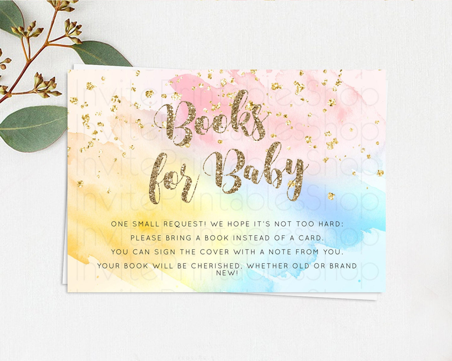Editable Pastel Books For Baby Card Pastel Rainbow Book Insert Colorful Ombr