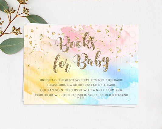 Editable Pastel Books For Baby Card Pastel Rainbow Book Insert Colorful Ombr