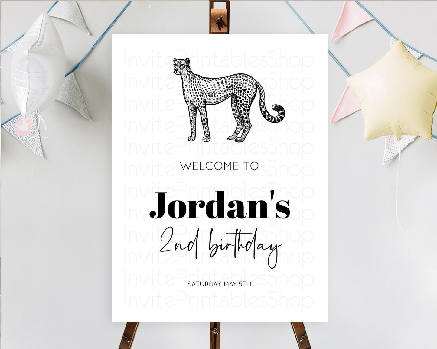 Cheetah Welcome Sign Cheetah Welcome Board Cheetah Party Welcome Poster Safari Adventure Decor Cheetah First Birthday Welcome Sign D10290