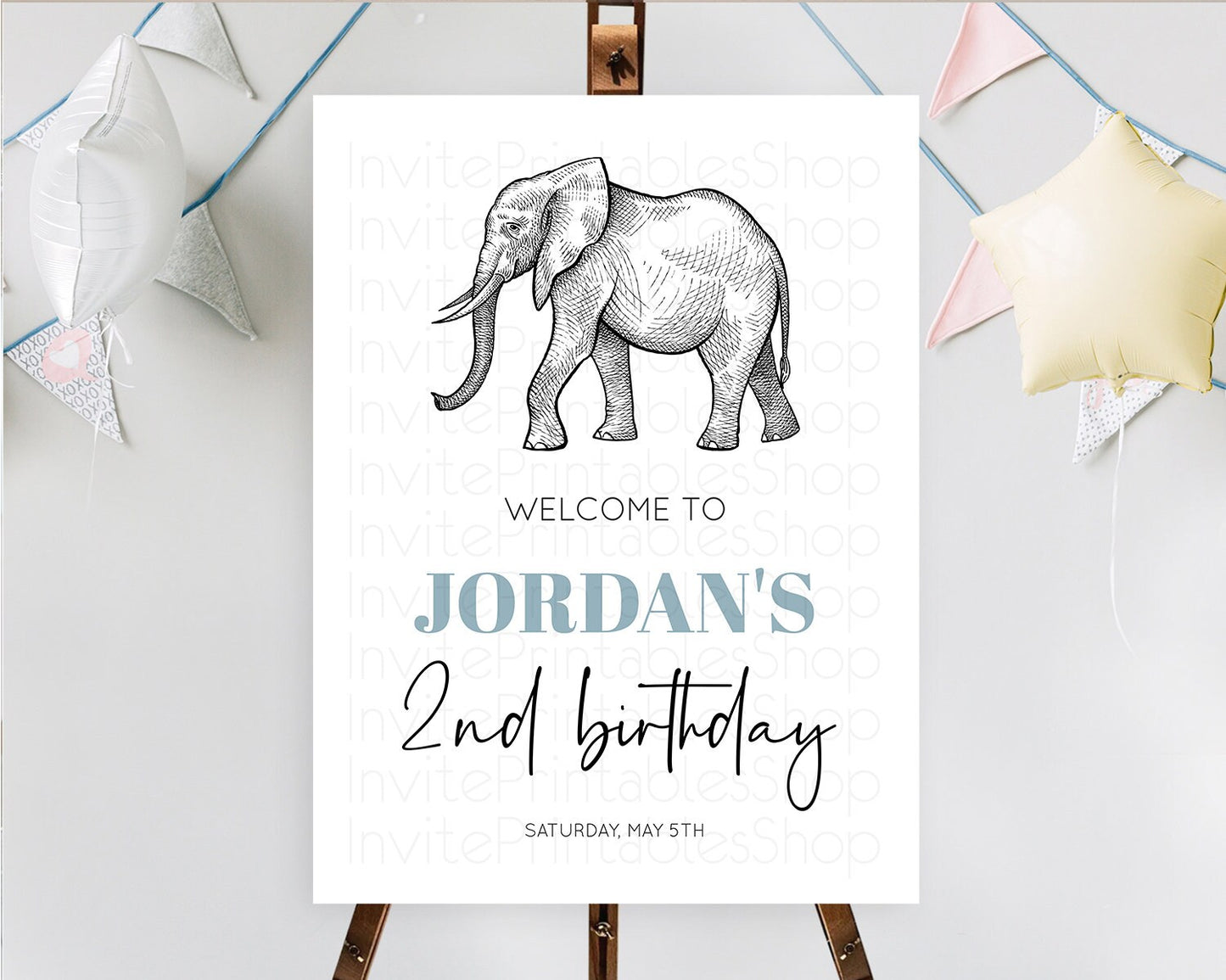 Elephant Welcome Sign Elephant Welcome Board Elephant Party Welcome Poster Safari Party Decor Elephant First Birthday Welcome Sign D10248