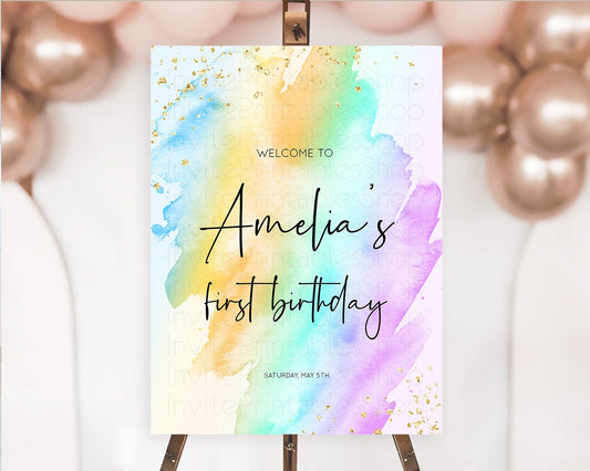 Editable Pastel Welcome Sign Pastel Rainbow Welcome Sign Colorful Rainbow Co